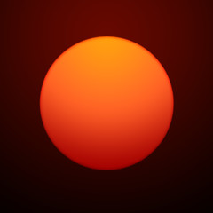 Red Sun On Background Of Brown Sky