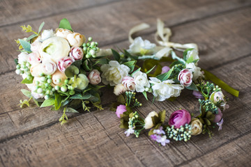 wreath, wedding decoration of the bride, flowers, bouquet