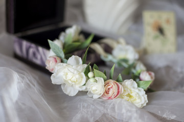 wreath, wedding decoration of the bride, flowers, bouquet