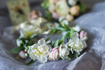 wreath, wedding decoration of the bride, flowers, bouquet