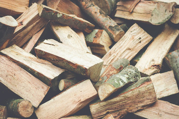 chopped wood stack close up raw materials backdrop