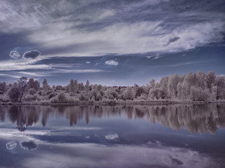 infrared photography - ir photo of landscape with tree under sky with clouds - the art of our world...