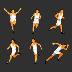 Set of Runners on sprint, men. vector illustration.