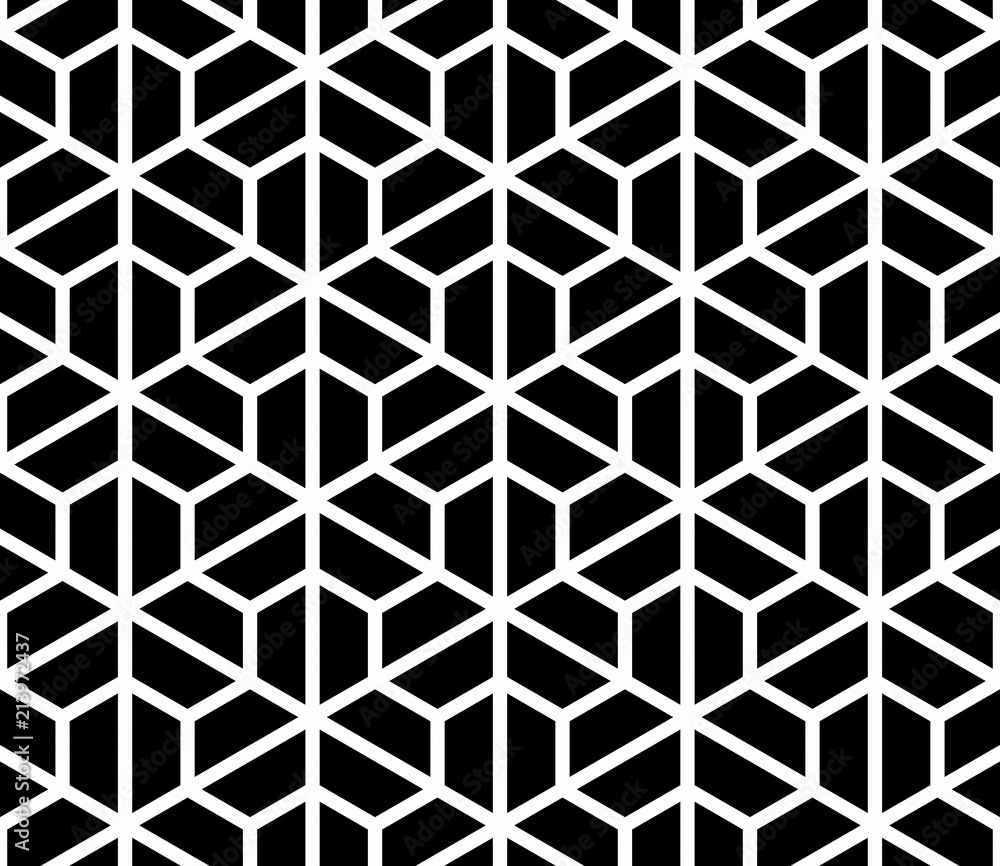 Aufkleber seamless hexagon pattern texture. abstract classical background in black and white color. geometric 