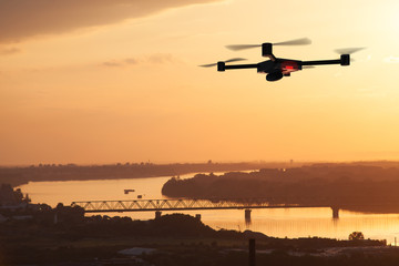 aerial surveying with drone - obrazy, fototapety, plakaty