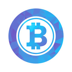 Bitcoin abstract triangle concept. Farm for the production of crypto currency, mining. Virtual money. Flat vector cartoon illustration. Objects isolated on white background.