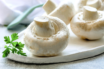 Bunch of raw white mushroom