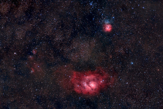 M8 and M20, The Lagoon and Trifid Nebula in Sagittarius