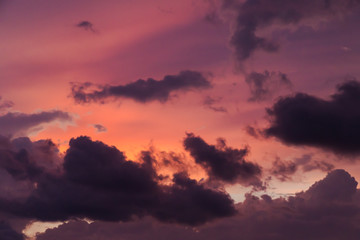 Twilight sky with colorful and cloudy from strom coming