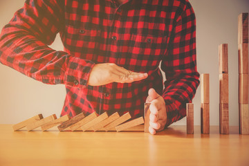 Protecting Assets From Domino Effect. Stop Loss Concept For Stock Exchange Market.