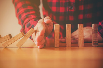 Protecting Assets From Domino Effect. Stop Loss Concept For Stock Exchange Market.