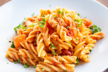 Piatto di pasta con ragu di pesce, Mediterranean food