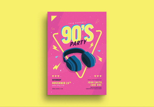 90s Music Party Flyer Layout