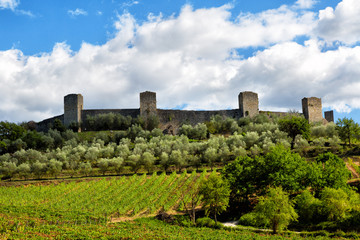 Fototapeta na wymiar View of ancient fortress of Monteriggioni, Tuscany. Italy