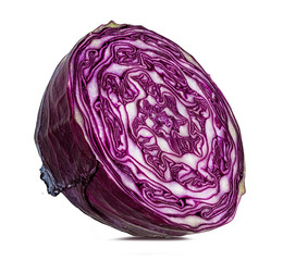 Fresh red cabbage isolated on white background with clipping path