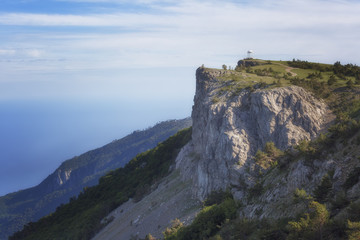 Crimea, Windy Arbour on a rock on a sunny summer day