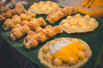 Thai dessert made with flour look yellow and smell good