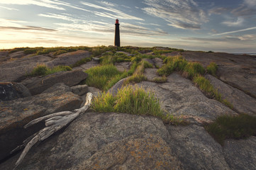 Beacon on the island Top in the White Sea, Solovki, Russia