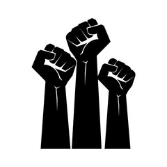 Raised fists resistance silhouette - 213975868