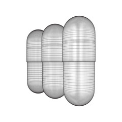 Medical capsule pill wireframe low poly mesh object. Vector illustration