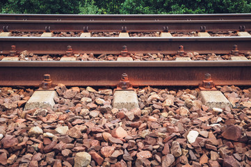 Close up on a railway tracks in Poland