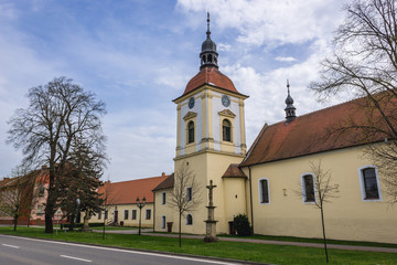 Fototapeta na wymiar St Lawrence Roman Catholic church in Vracov, Czech Republic