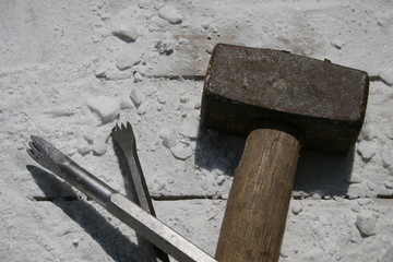 Sculptor tools of marble