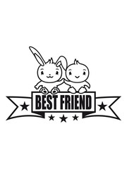 huhn küken hase kaninchen vogel banner sterne linie best friends text logo freunde beste liebe paar 2 team crew duo zusammen bleiben spaß freundin freund treu