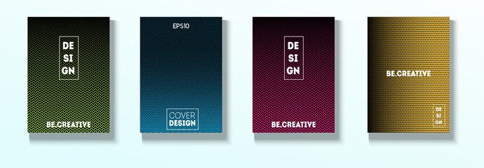 Minimal Covers, Vector Hipster Abstract Brands Design. Magenta, Cyan, Yellow Corporate Identity Blend Tech Halftones. Business Minimal Covers, Cool Retro Ad Music Party Poster Bright Gradient Stripes.