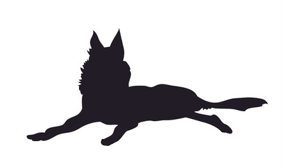 dog lies, silhouette, vector