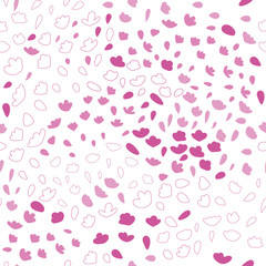 Vector organic seamless abstract background, botanical motif with stylized small leaves, freehand doodles pattern.