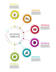 Business infograph with round hand drawn icons.  Vector.