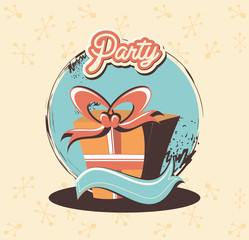 retro party card with gift