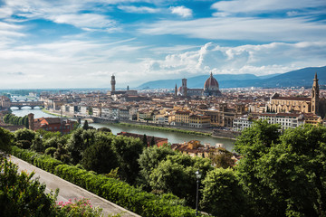 Fototapeta na wymiar Beautiful view of Florence city and the Cathedral of Santa Maria del Fiore. Florence, Italy