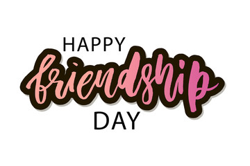Happy Friendship Day Lettering Phrase Vector Sticker