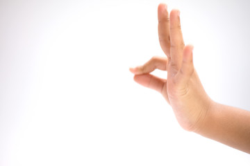 Naklejka premium Blurred images of hand Touch the finger touch with finger. On a