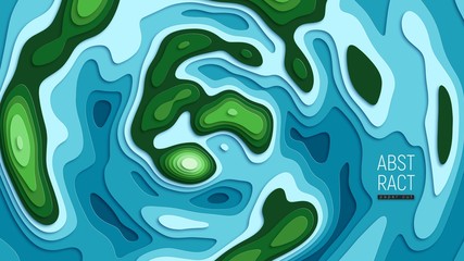 islands and ocean paper cut background