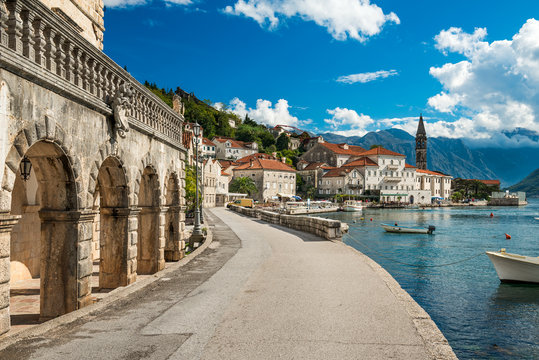 Perast town in the Bay of Kotor, Montenegro