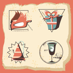 retro party card with accessories set