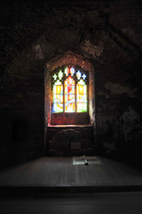 Fototapeta na wymiar Stained glass window in a castle