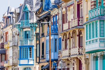 facade of colorful houses in Mers les Bains