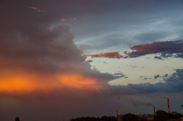 Fototapeta premium beautiful sunset with storm clouds
