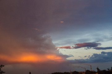 beautiful sunset with storm clouds