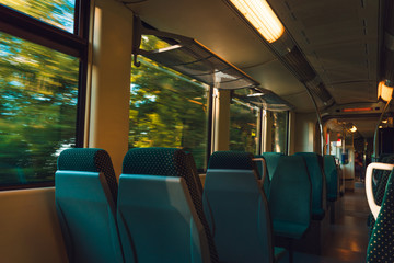 empty seats in a traveling train