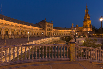 Fototapeta premium Night view of the Plaza de Espana in Seville, Andalusia,Spain