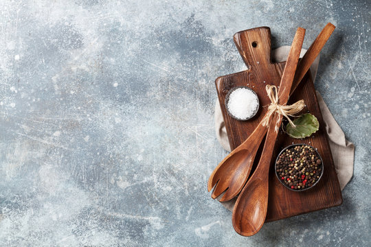 Vintage kitchen utensils and spices