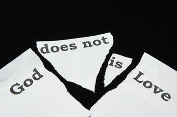 Atheism. Inscription Love God.