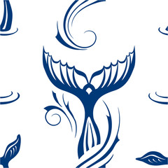 Seamless pattern with Whales Tail
