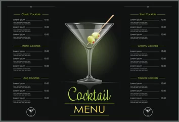 Fotobehang Martini glass. Cocktail menu concept design for alcohol bar. © aleksangel