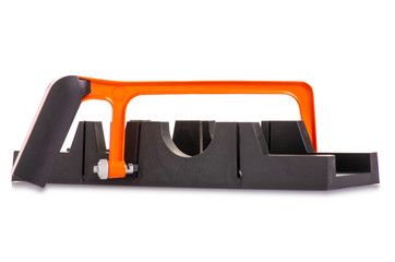 Plastic black miterbox on white background isolation